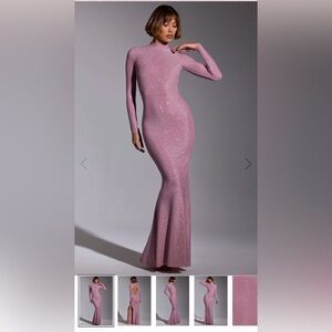 Oh Polly Embelished Light Pink Long Sleeve Backless Dress